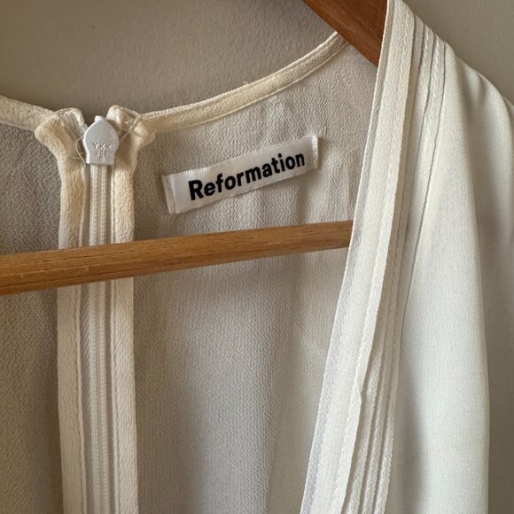 Reformation Ginny Dress – Ivory/White Midi – Lace & Pintuck Details – Size 6 - Picture 3 of 11